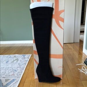 Via Spiga Brodie Black Suede Over-the-Knee Boots